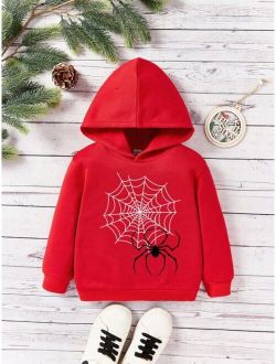 Young Boy Spider Web Print Hoodie