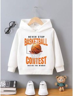 Young Boy Basketball Slogan Graphic Hoodie