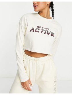 Active Swirly long sleeve crop top in neutral