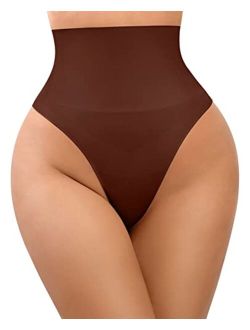 Shapewear Thong Panties for Women - Seamless Body Shaper Underwear with Mid Waist Control and Breathable