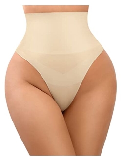 Shapewear Thong Panties for Women - Seamless Body Shaper Underwear with Mid Waist Control and Breathable