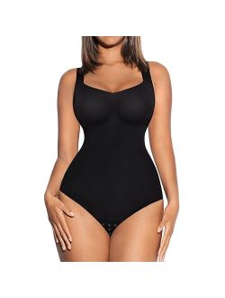 Square Neck Bodysuit For Women Tummy Control 3 IN 1 Sleeveless Tank Tops Body Suits With Built In Bra