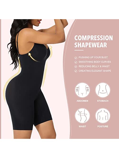 FeelinGirl Shapwear Bodysuit For Women Tummy Control Body Shaper Seamless Sculpting Bodysuit Thigh Slimmer