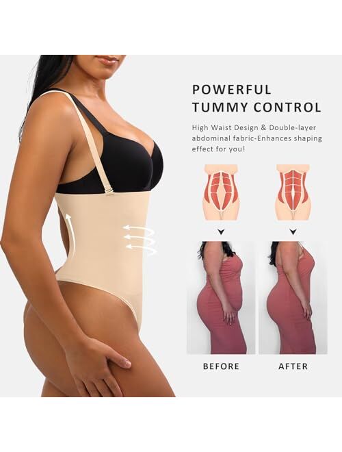 FeelinGirl Shapewear for Women Tummy Control Thong Faja Panties Seamless Body Shaper High Waisted Girdles Underwear