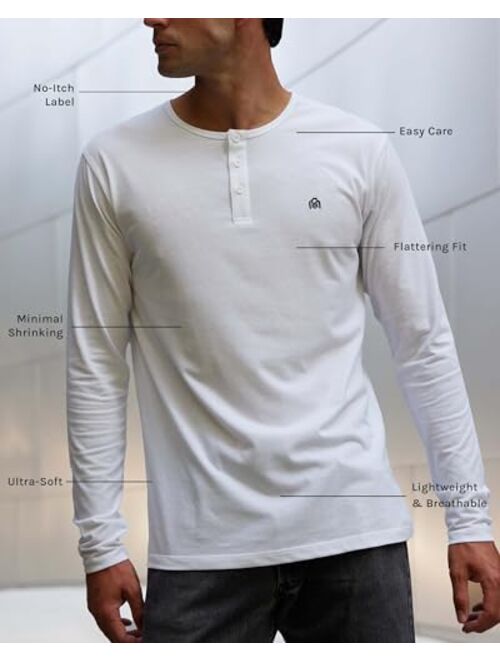 INTO THE AM Long Sleeve Henley Shirts for Men S - 4XL Casual Lightweight Fitted Longsleeve