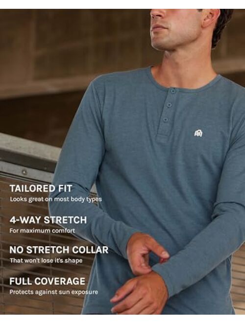 INTO THE AM Long Sleeve Henley Shirts for Men S - 4XL Casual Lightweight Fitted Longsleeve