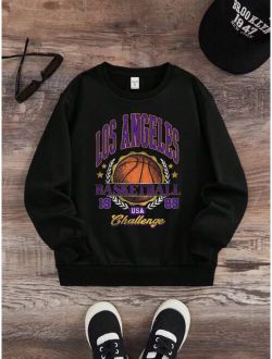 Tween Boy Basketball Letter Graphic Sweatshirt