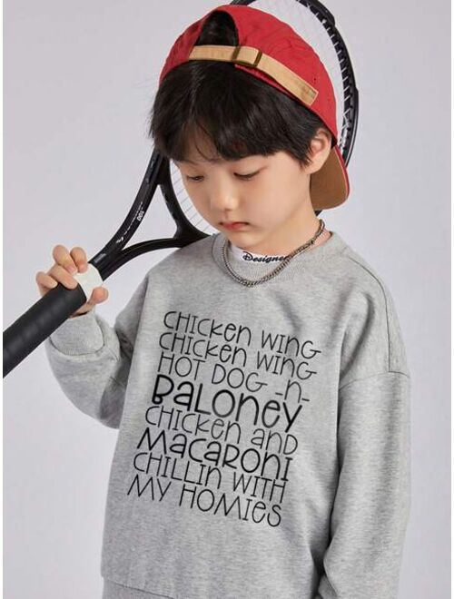 Boys Letter Printed Round Neck Sweatshirt For Casual And Street Style In Autumn winter