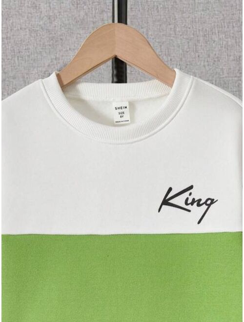 SHEIN Kids EVRYDAY Tween Boy Letter Graphic Colorblock Sweatshirt