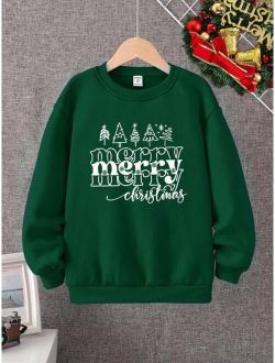 Tween Boy Christmas Print Thermal Lined Sweatshirt