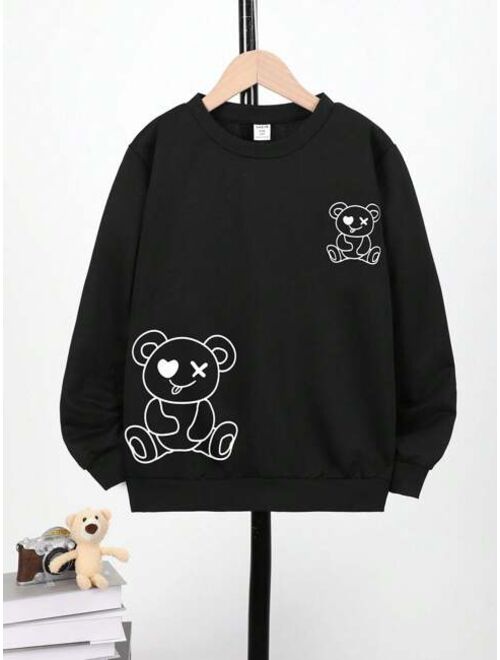 Tween Boy Bear Print Sweatshirt