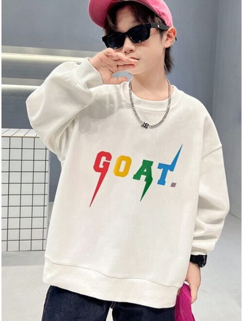 Boys Cool Street Style Printed Round Neck Sweatshirt For Casual Streetwear Autumn Winter