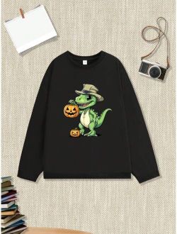 Big Boys Cool Printed Round Neck Sweatshirt For Casual Or Street Style Autumn And Winter