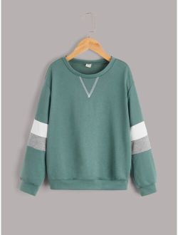 SHEIN Boys Color Block Drop Shoulder Sweatshirt