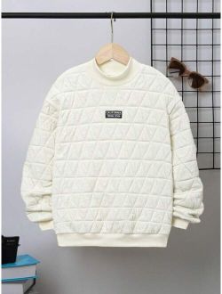 Tween Boy Letter Patched Detail Quilted Pullover