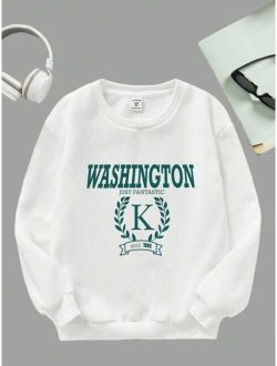 Tween Boy Letter Graphic Thermal Lined Sweatshirt