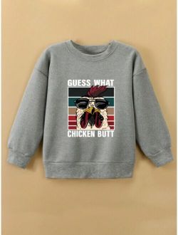 Tween Boy Chicken Slogan Graphic Sweatshirt