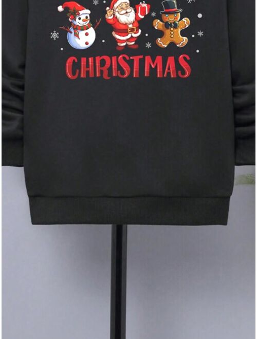 Tween Boy 1pc Christmas Print Thermal Lined Sweatshirt