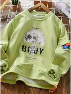 Boys Astronaut Slogan Graphic Flap Pocket Thermal Lined Pullover