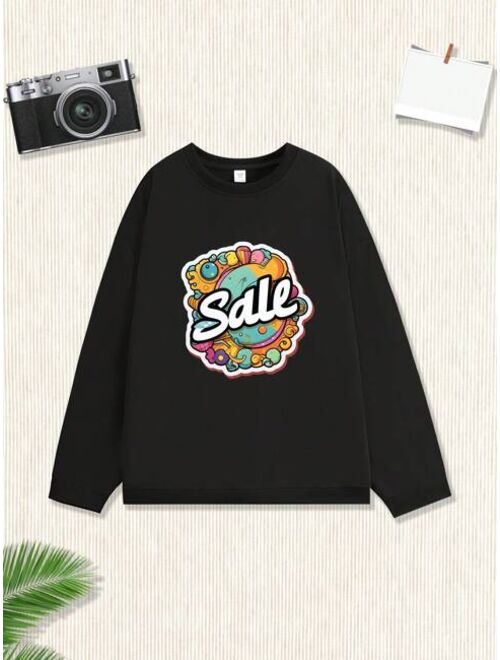Boys Cool Printed Round Neck Sweatshirt For Casual And Street Style Outfits Autumn winter