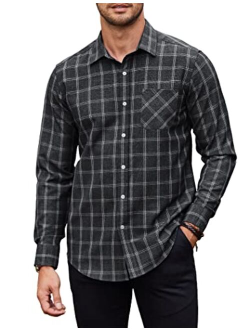 UNTUCKit Tinkwell Men's Plaid Button Down Shirts Long Sleeve Dress Shirt Casual Business Shirts