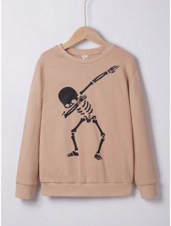 SHEIN Kids EVRYDAY Tween Boy Skeleton Print Sweatshirt
