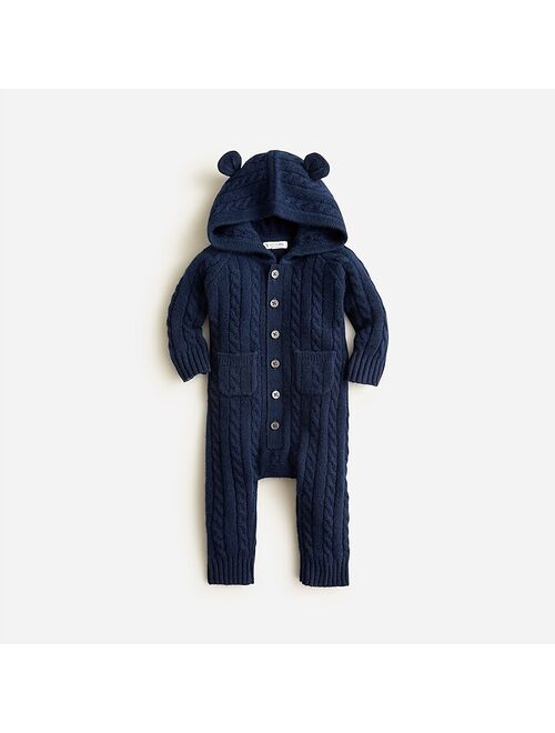 J.Crew Limited-edition baby cashmere cable-knit bear one-piece