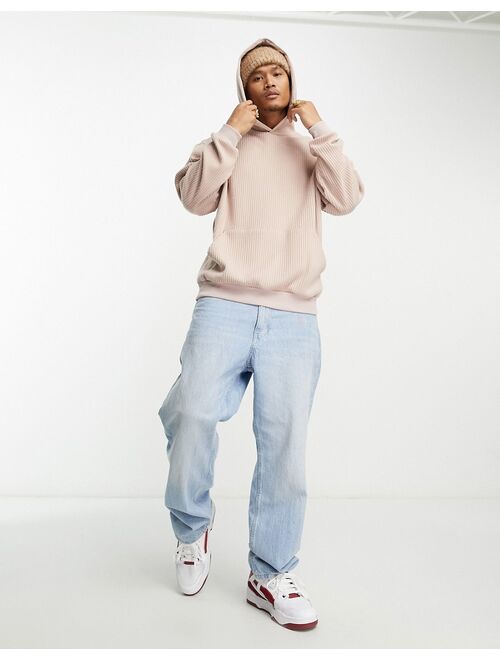 ASOS DESIGN oversized hoodie in dusty pink brushed rib texture