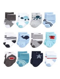 Baby Infant Boy Cotton Rich Newborn and Terry Socks, Sea Creatures