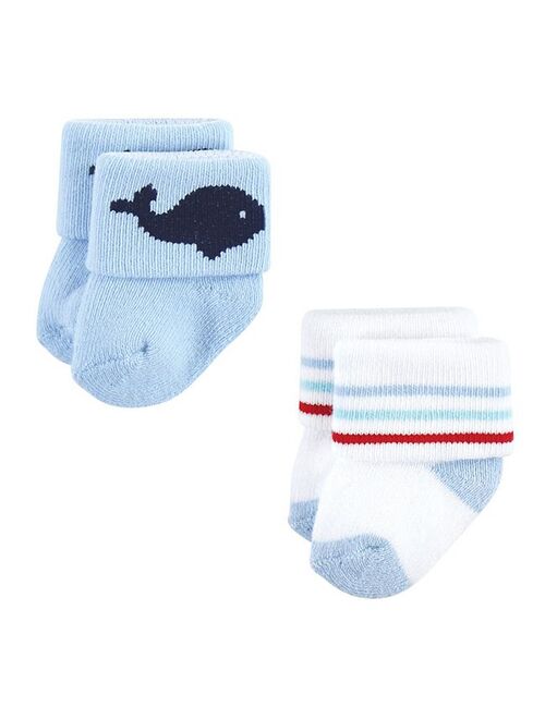 Hudson Baby Infant Boy Cotton Rich Newborn and Terry Socks, Sea Creatures