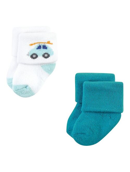 Hudson Baby Infant Boy Cotton Rich Newborn and Terry Socks, Surf Dude