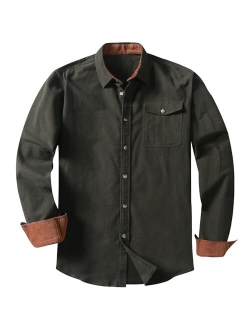 JMIERR Mens Long Sleeve Button-Down Plaid Shirts Casual Cotton Flannel Shirt