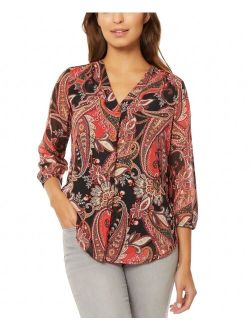 Women's V-Neck Pleat Front Tunic Top