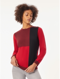 Women's Color Block Crew Neck Sweater