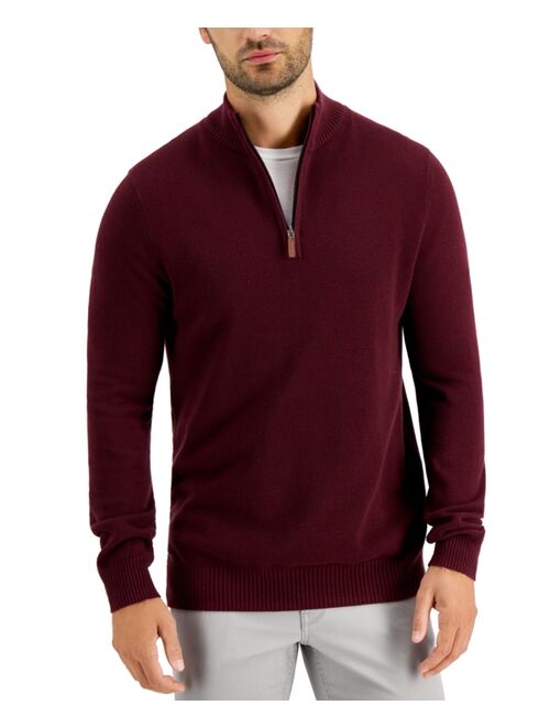 CLUB ROOM Men's Quarter-Zip Textured Cotton Sweater, Created for Macy's