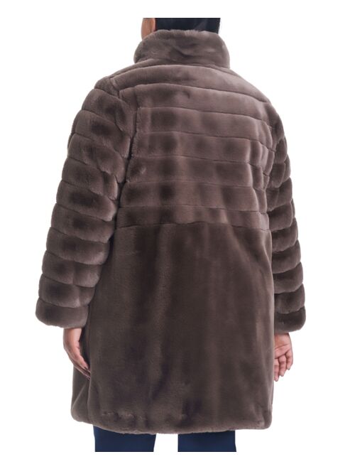 JONES NEW YORK Women's Plus Size Faux-Fur Coat