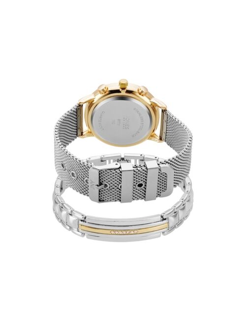 JONES NEW YORK Men's Analog Silver-Tone Metal Alloy Bracelet Watch, 42mm and Bracelet Set
