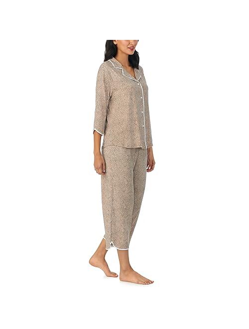 Jones New York Womens Sleepwear Long Sleeve and Crop Pant 2-Piece Pajama Set