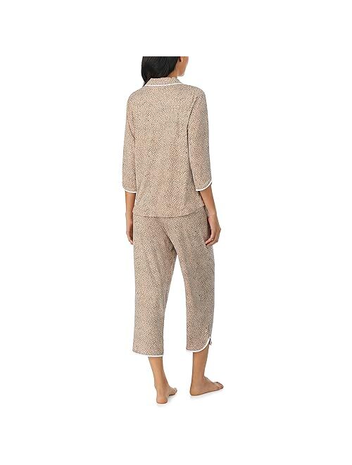 Jones New York Womens Sleepwear Long Sleeve and Crop Pant 2-Piece Pajama Set