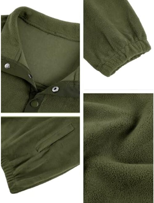 Gafeng Men's Sweatshirt Casual Long Sleeve Outdoor Stand Collar Fleece Button Pullover Jacket