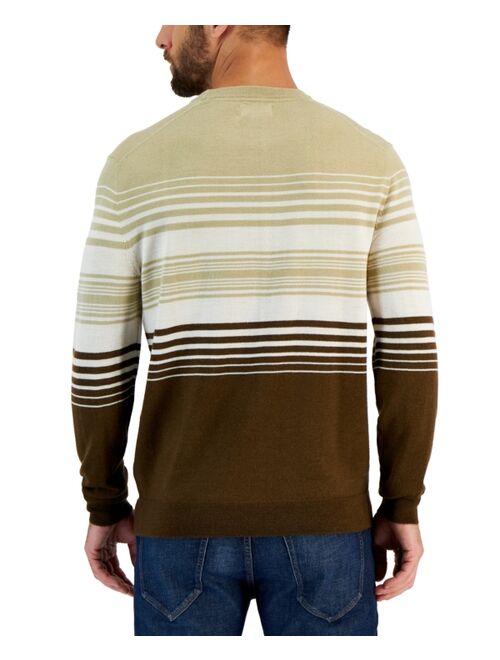 CLUB ROOM Men's Dylan Merino Striped Long Sleeve Crewneck Sweater, Created for Macy's
