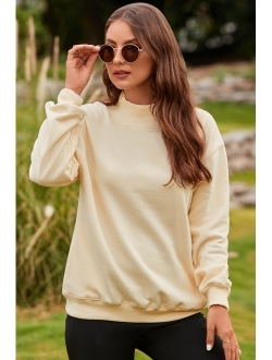 BLENCOT Women Oversized Turtleneck Sweatshirt Fleece Long Sleeve Trendy Casual Drop Shoulder Fall Pullover Workout Warm Tops