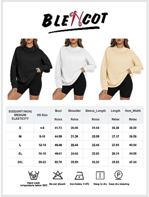 BLENCOT Women Oversized Turtleneck Sweatshirt Fleece Long Sleeve Trendy Casual Drop Shoulder Fall Pullover Workout Warm Tops