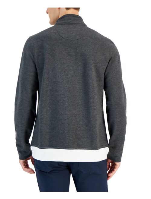 CLUB ROOM Men's Colorblocked Quarter-Zip Fleece Sweater, Created for Macy's