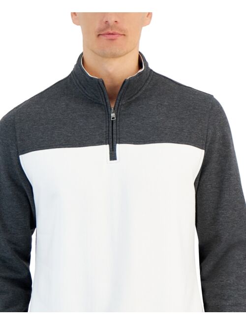 CLUB ROOM Men's Colorblocked Quarter-Zip Fleece Sweater, Created for Macy's