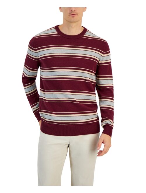 CLUB ROOM Men's Elevated Striped Long Sleeve Crewneck Sweater, Created for Macy's
