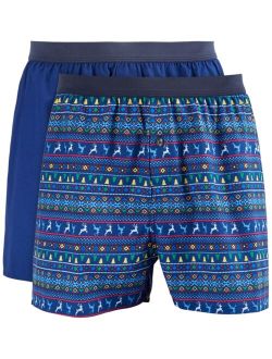 Men's 2-pk. Patterned & Solid Boxer Shorts, Created for Macy's
