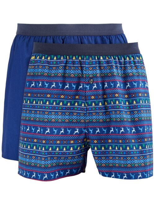 CLUB ROOM Men's 2-pk. Patterned & Solid Boxer Shorts, Created for Macy's