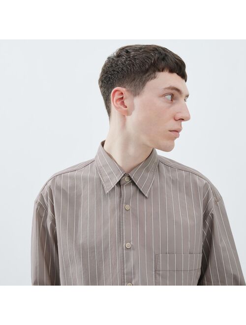 UNIQLO Broadcloth Oversized Striped Long-Sleeve Shirt