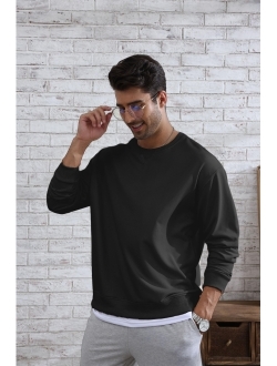 Opomelo Mens Crewneck Pullover Sweatshirts Loose Fit Soft Sweatshirt Knit Long Sleeve Sweater